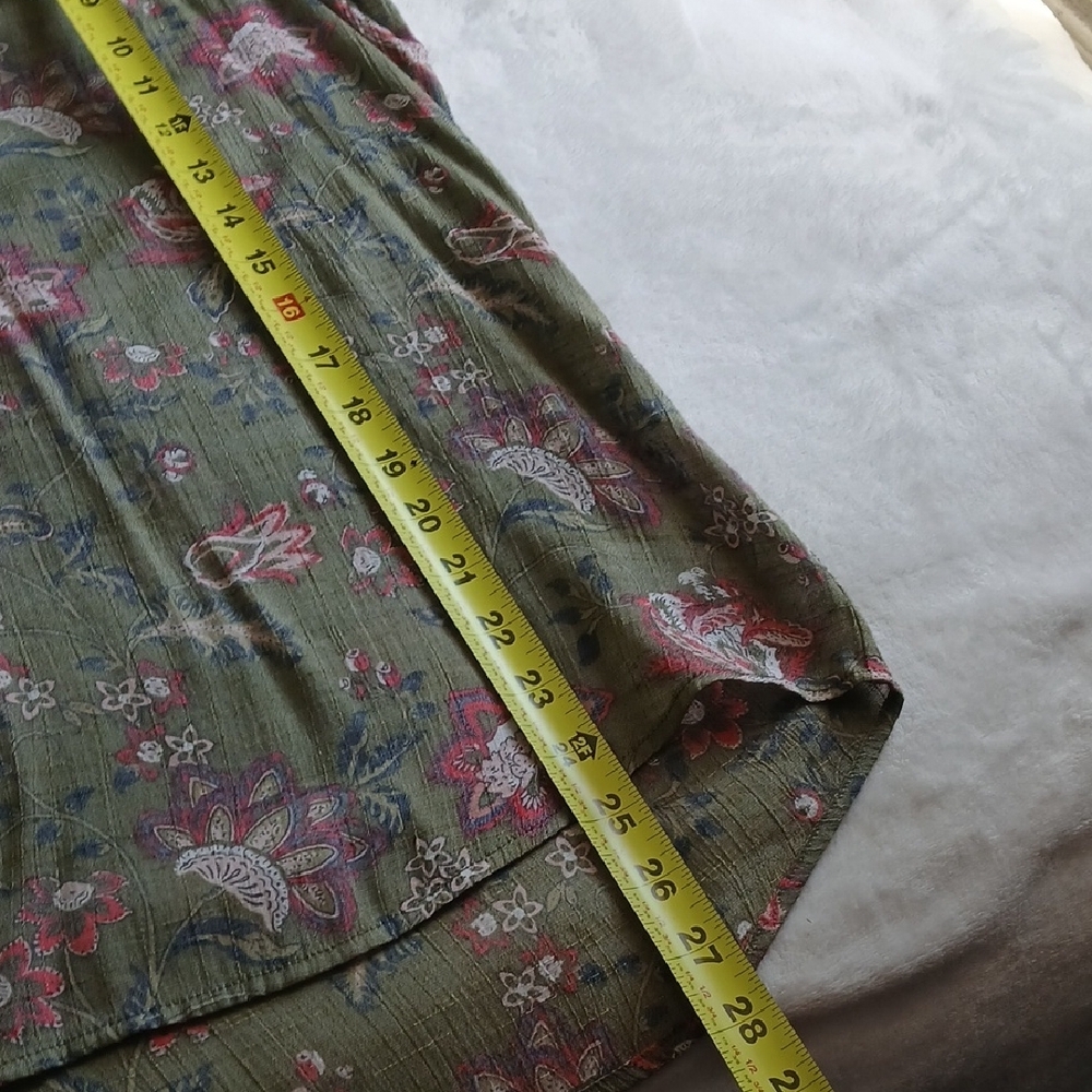 St. John's Bay Olive Green Floral Tassel Camisole - Picture 7 of 12